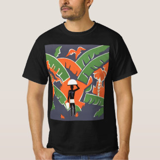 T-shirt Art Déco Vintage Voyage, Autochtone dans la Jungle
