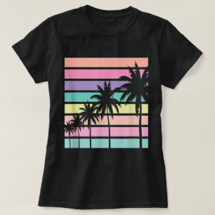 T-shirt Art des palmiers au coucher du soleil pastel