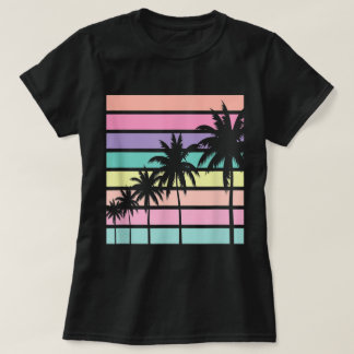 T-shirt Art des palmiers au coucher du soleil pastel