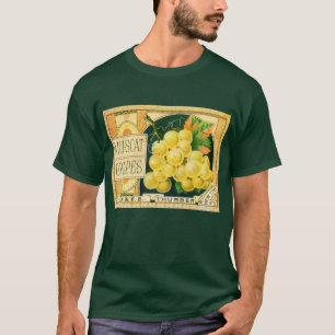 T-shirt Art d'étiquette de caisse de fruits vintage, raisi