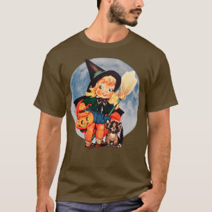 T-shirt Art d'Halloween vintage - Retro Cute Witch Citroui