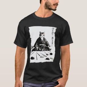 T-shirt Art d'idéogrammes japonais de chat samouraï