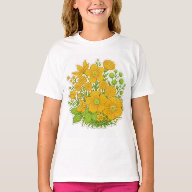 T-shirt art d'impression de design floral  (Devant)
