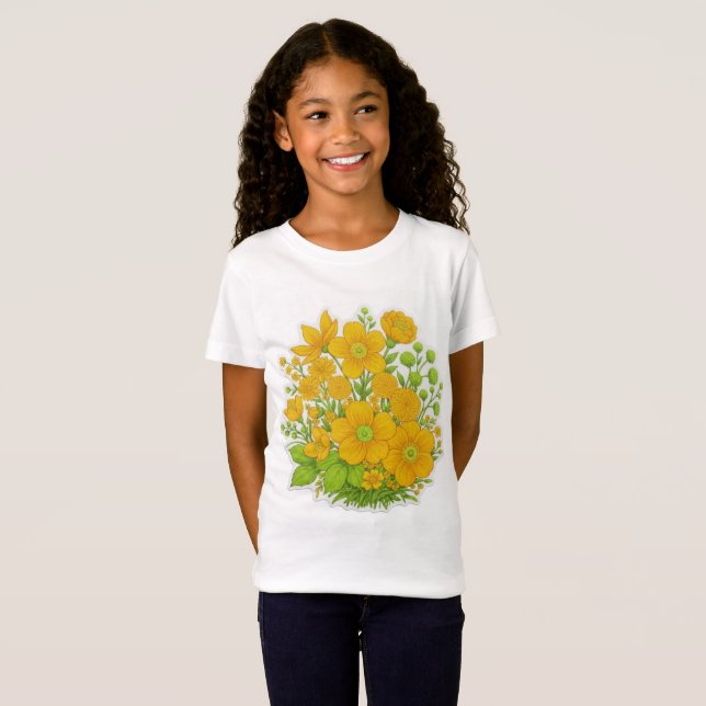 T-Shirt art d'impression de design floral  (Devant entier)