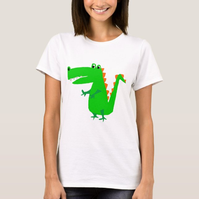 T-shirt Art drôle frais de primitif d'alligator (Devant)