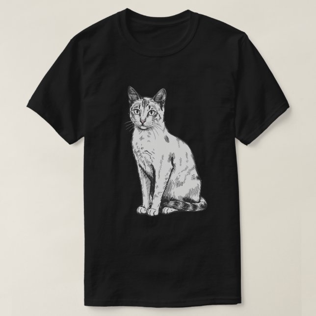 T-shirt Art du Chat Assis (Design devant)