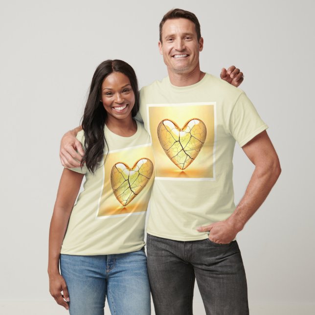 T-shirt Art du cœur doré fissuré (Unisexe)