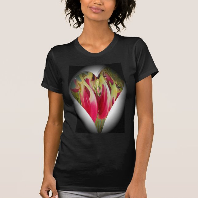 T-shirt Art du coeur floral (Devant)