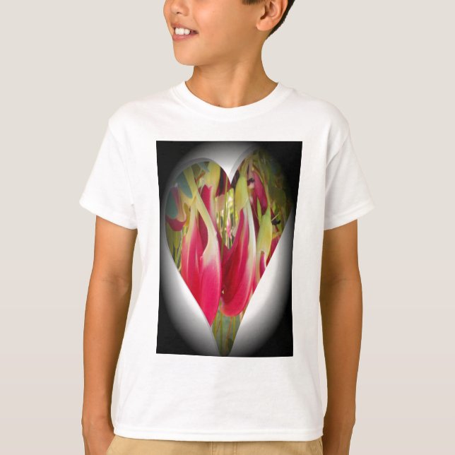 T-shirt Art du coeur floral (Devant)