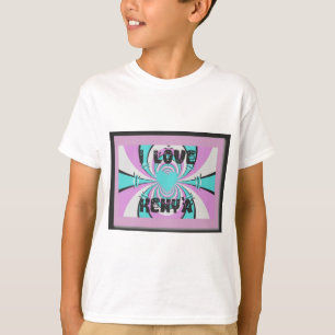 T-shirt Art du cœur kenyan : J'aime l'abstrait cyan violet