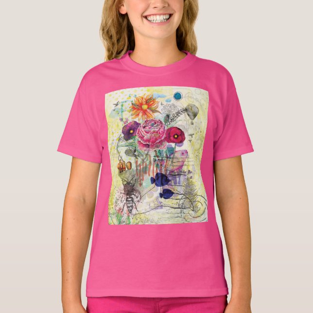 T-shirt Art du collage multimédia fantaisiste (Devant)