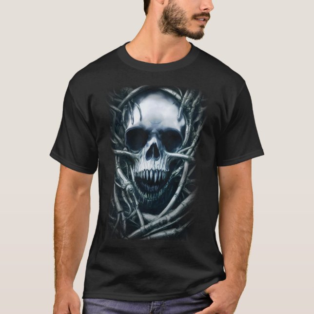 T-shirt Art du crâne gothique : Déplaisant Death Metal Sig (Devant)