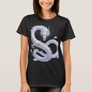 T-shirt Art du Dragon Blanc   Esthétique Fantastique Mythi
