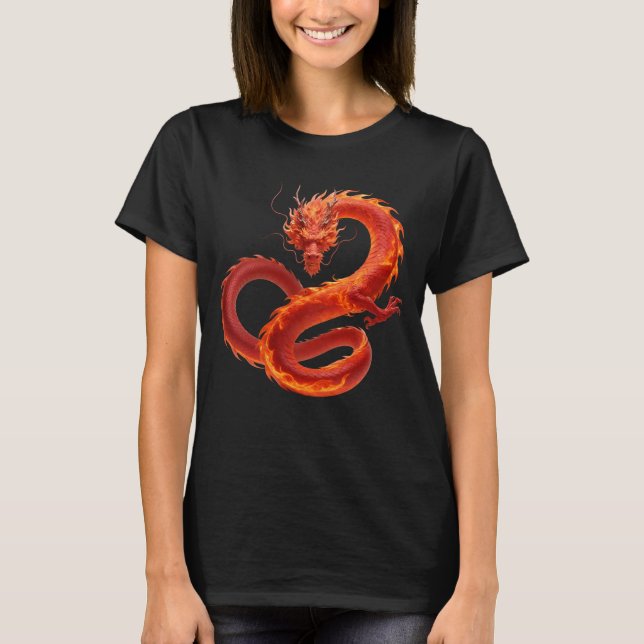 T-shirt Art du dragon de feu rouge | Conception de dragon  (Devant)