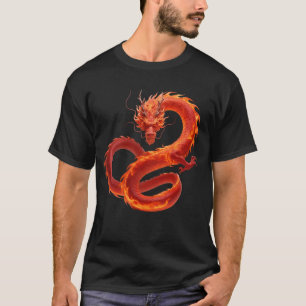 T-shirt Art du dragon de feu rouge Conception de dragon