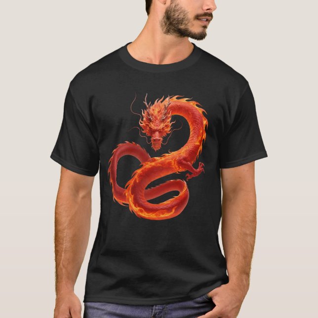 T-shirt Art du dragon de feu rouge | Conception de dragon  (Devant)
