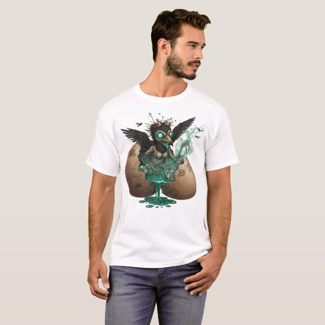 T-shirt Art du poussin de corbeau effrayant  (Devant entier)