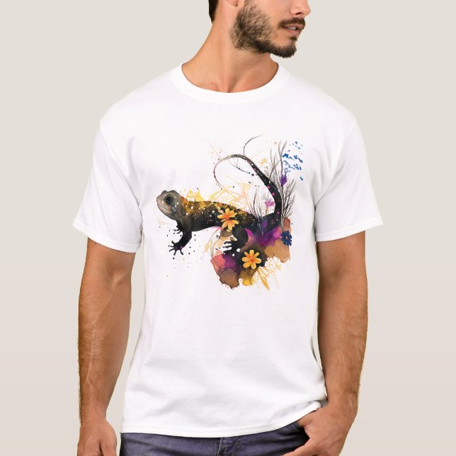T-shirt Art du salamandre noir (Devant)