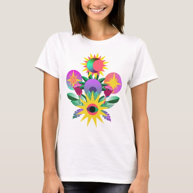 T-shirt Art du symbole floral de l'œil céleste (Devant)
