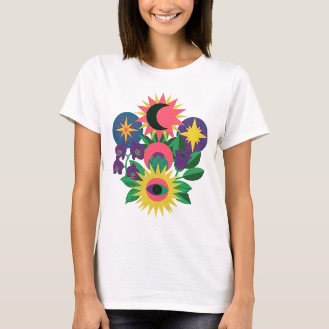 T-shirt Art du symbole floral de l'œil céleste (Devant)