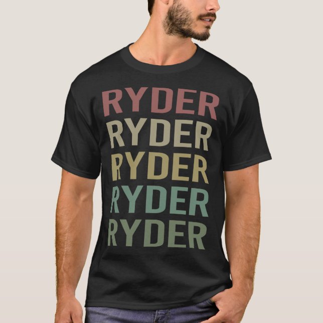 T-shirt Art du texte coloré - Nom du Ryder (Devant)