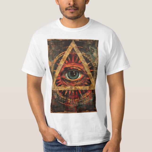 T-shirt art élégant avec des abrasions avec l'oeil (Devant)