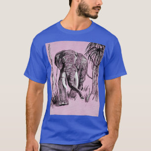 T-shirt Art Eléphant en rose et en gris
