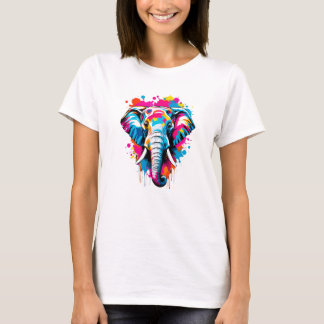 T-shirt Art Eléphant Pop, Coloré