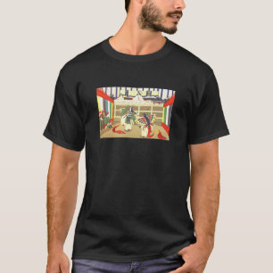 T-shirt Art en bloc de bois japonais Imprimer Danse papill