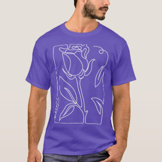 T-shirt Art en ligne continue rose