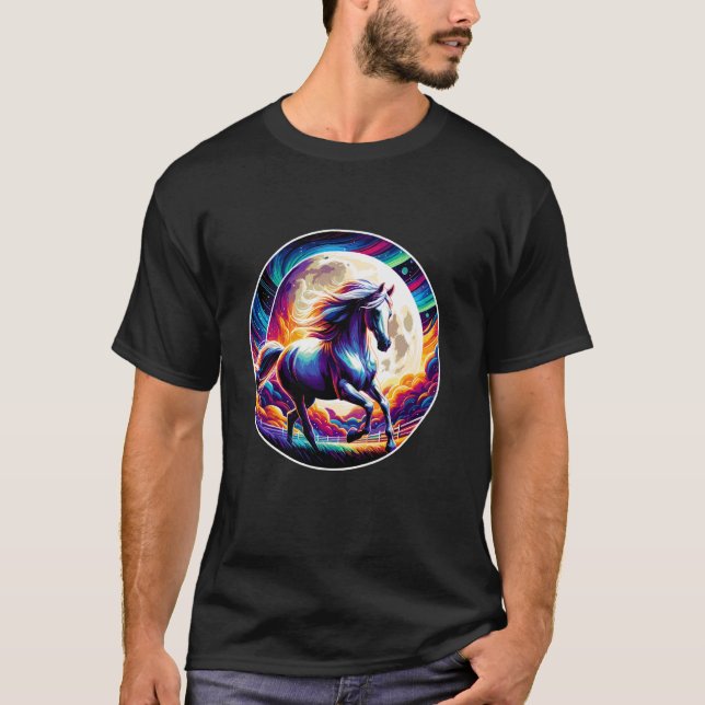T-shirt Art équestre arabe coloré (Devant)