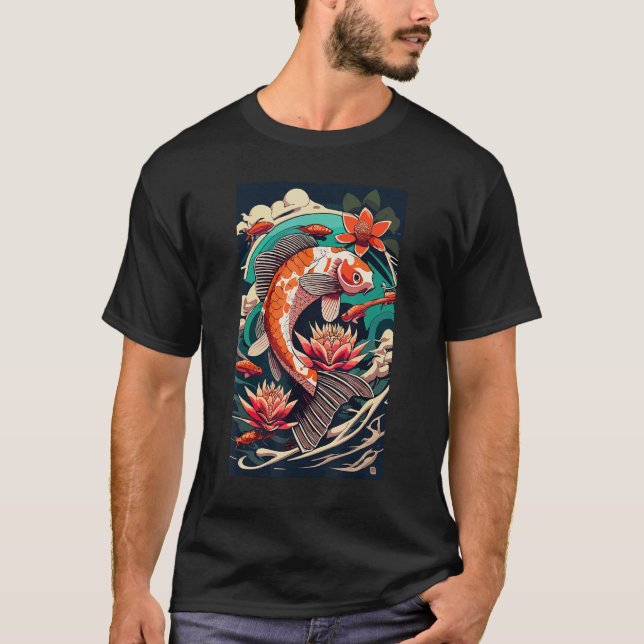 T-shirt Art Esthétique Poisson Koi Conception Graphique Sa (Devant)