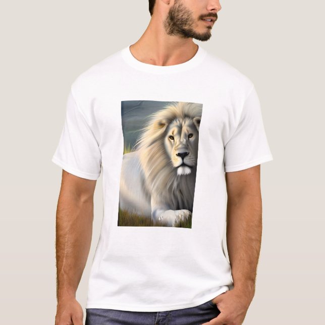 T-shirt Art Ethérée Lion Majestic Blanc (Devant)