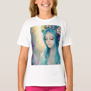 T-shirt Art Fantastique Éthéré Jolie Fée Bleue