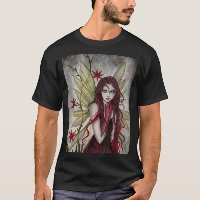 T-shirt Art fantastique gothique de fée écarlate (Devant)