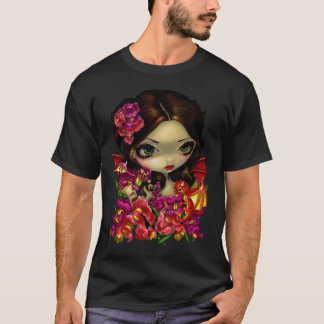 T-shirt Art féerique de fleur d'imaginaire de dragon de