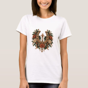 T-shirt Art floral équin