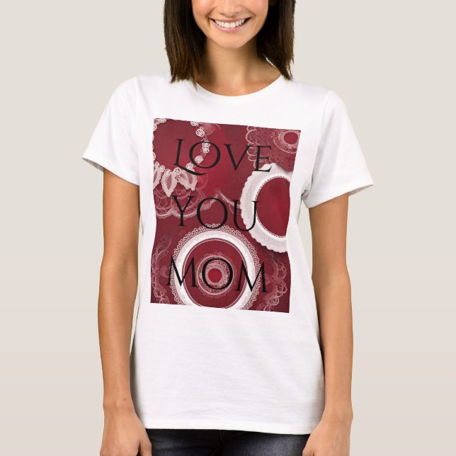 T-shirt Art floral rouge foncé IA  (Devant)