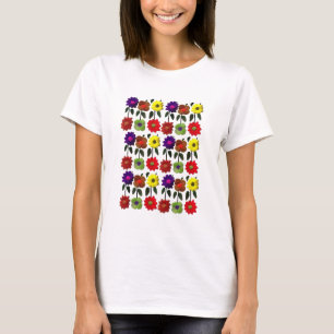 T-shirt Art folklorique mexicain, fleurs, fleurs brodées