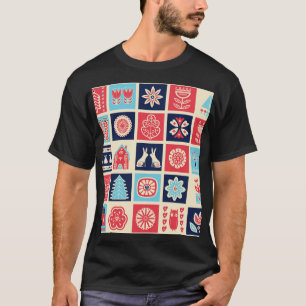 T-shirt Art folklorique scandinave : vintage floral.