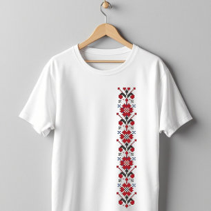 T-shirt Art folklorique traditionnel Broderie motif floral