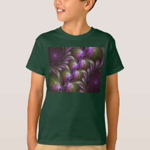 T-shirt Art fractal abstrait coloré violet pourpre kaki