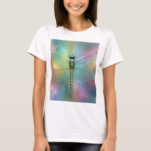 T-shirt Art fractal élégant de libellule pastel,