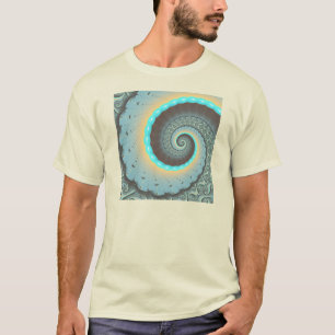 T-shirt Art fractal spirale abstrait bleu turquoise orange
