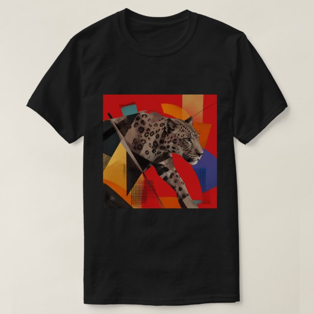 T-Shirt Art Géométrique Léopard Abstrait (Design devant)
