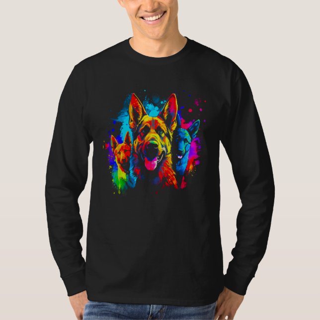 T-shirt Art German Shepherd Dog Family (Devant)