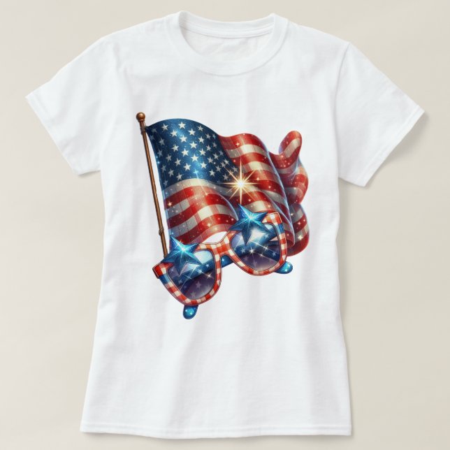 T-shirt Art gingham patriotique  (Design devant)
