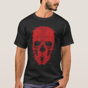 T-shirt Art Glitch Crâne Rouge