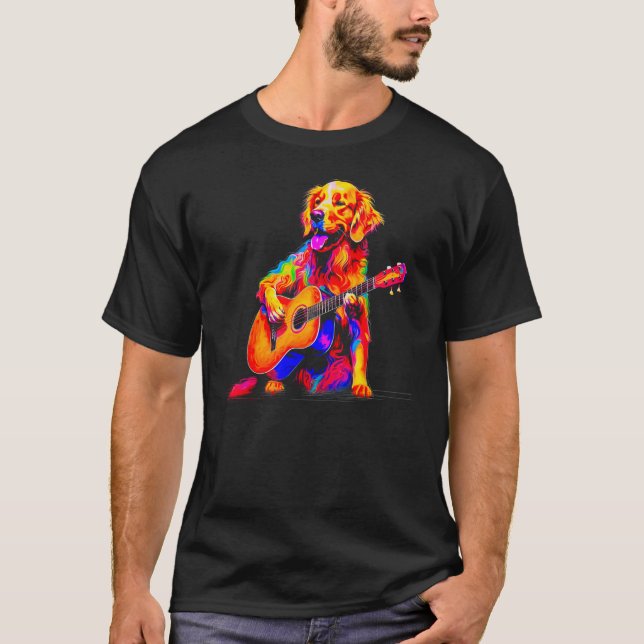 T-shirt Art Golden Retriever Chien Guitare (Devant)