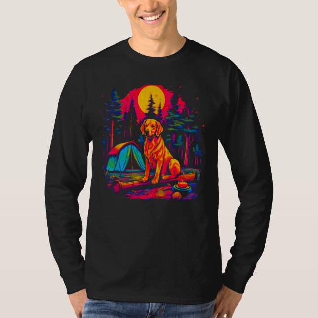 T-shirt Art Golden Retriever Dog Camping (Devant)